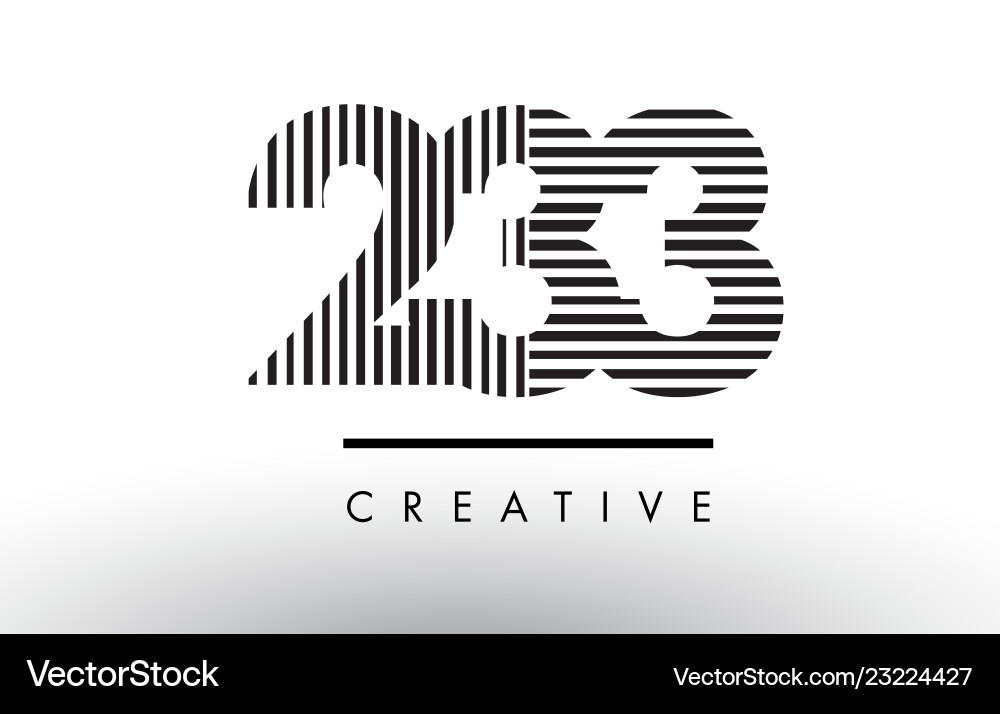 233 black and white lines number logo design Vector Image