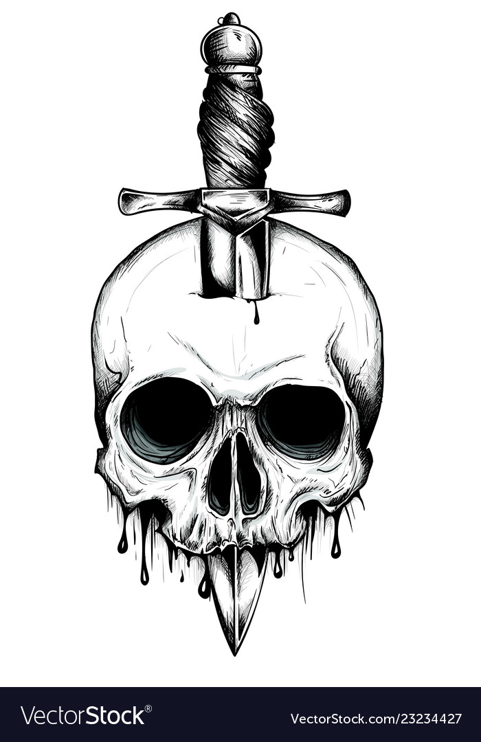 A Knife Through A Skull Simple Skull Face Series Vector Image