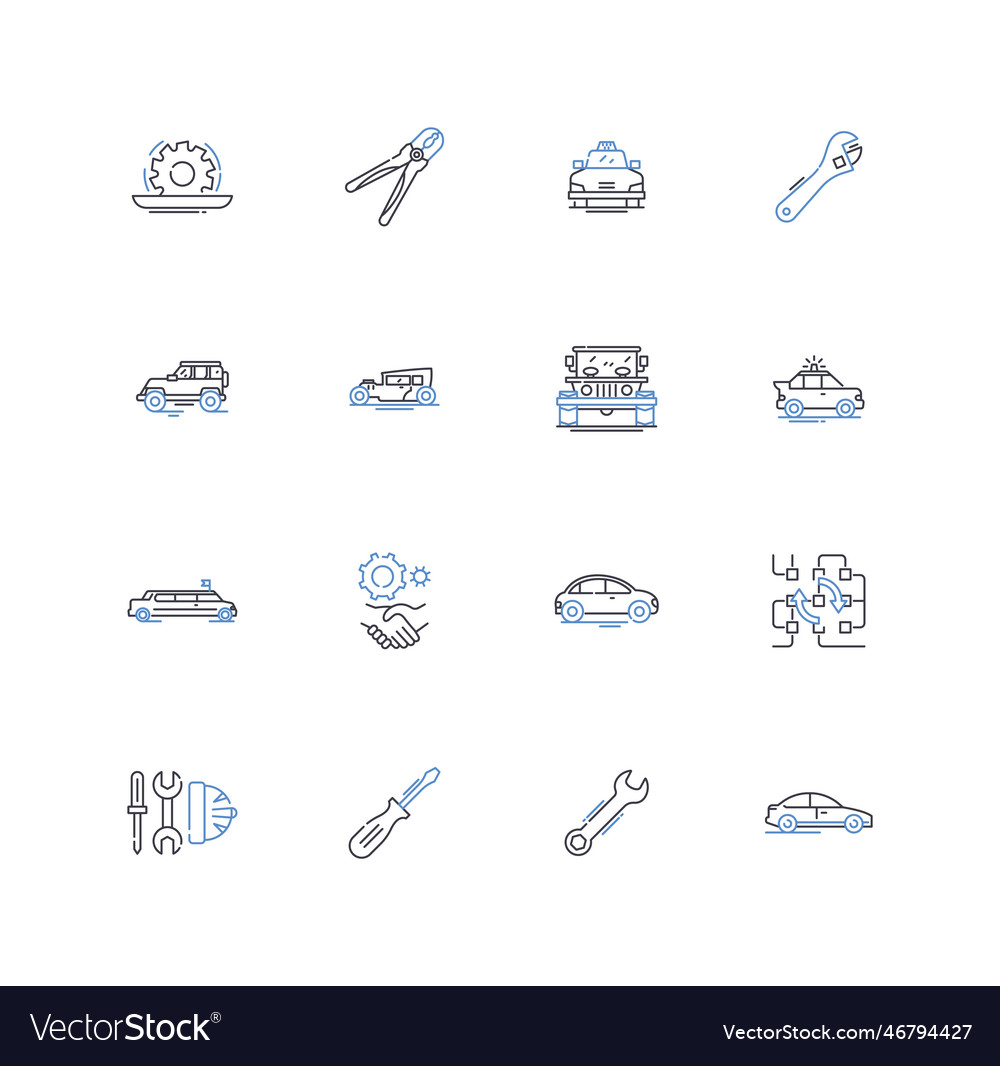 Communication center line icons collection hub