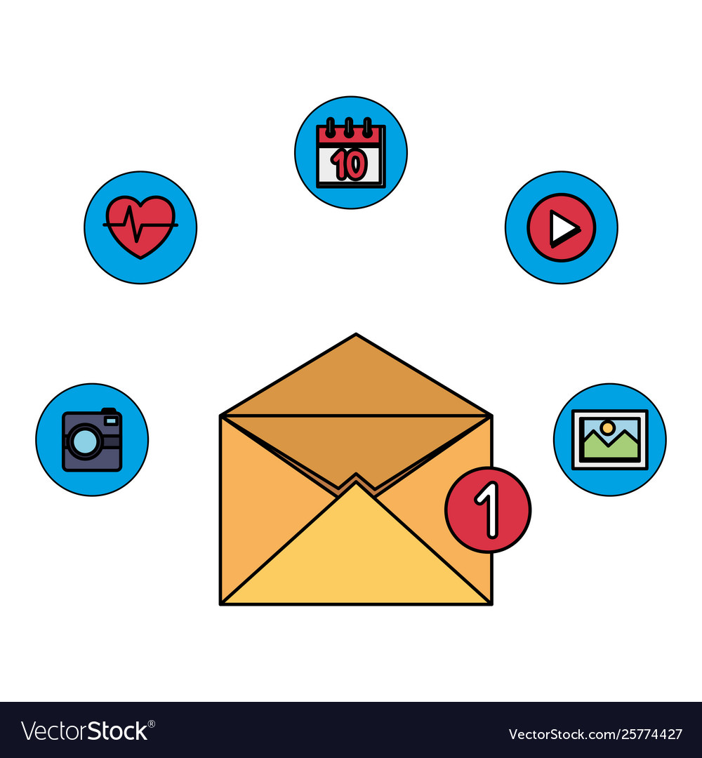Envelope mail with counter and apps menu vector image Envelope mail with counter and apps menu