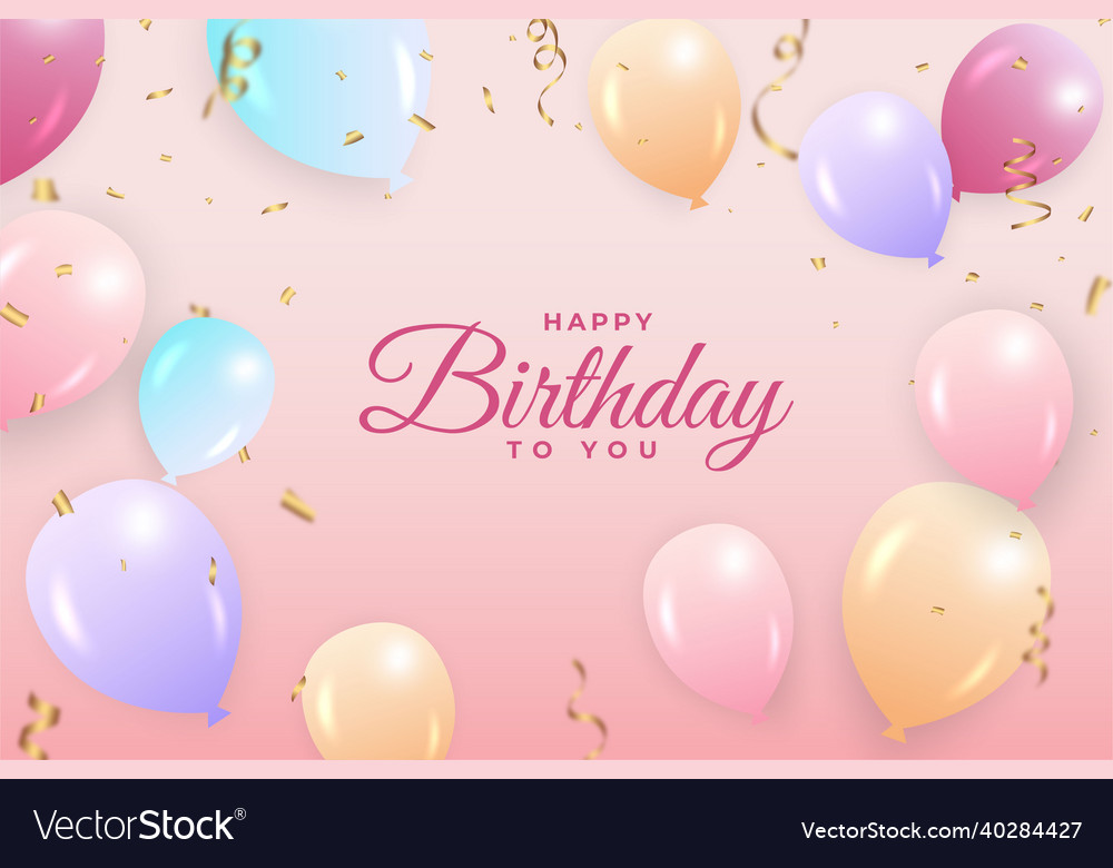 Happy birthday with pink background and gold Vector Image