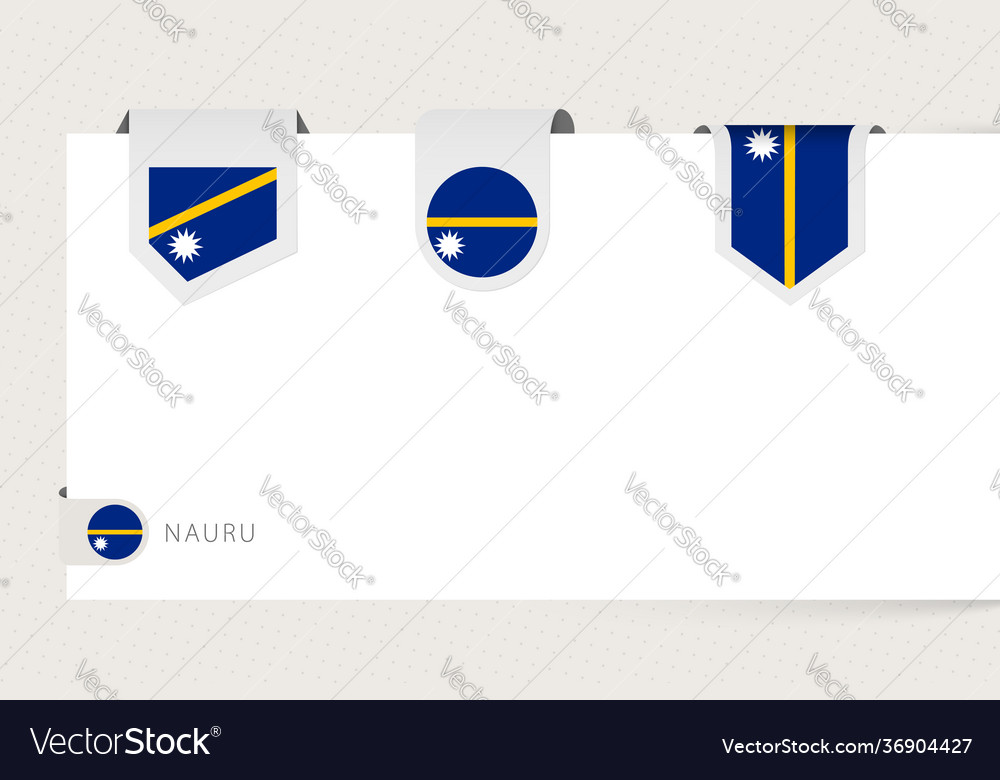 Label flag collection nauru in different shape