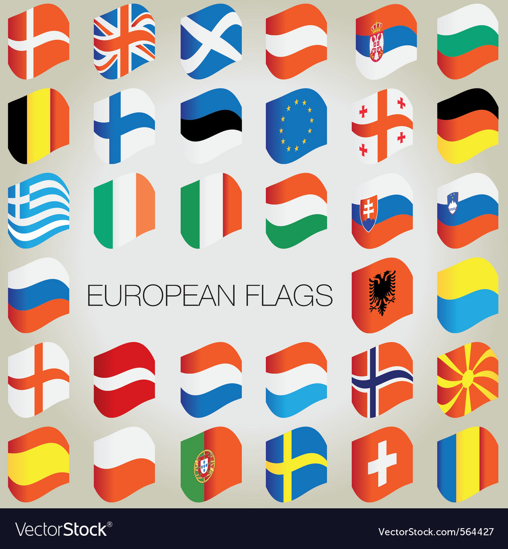 Set of flags with waves for your design Royalty Free Vector