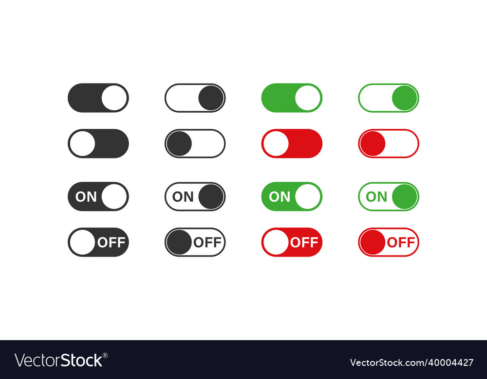 Switch toggle buttons on and off icons set