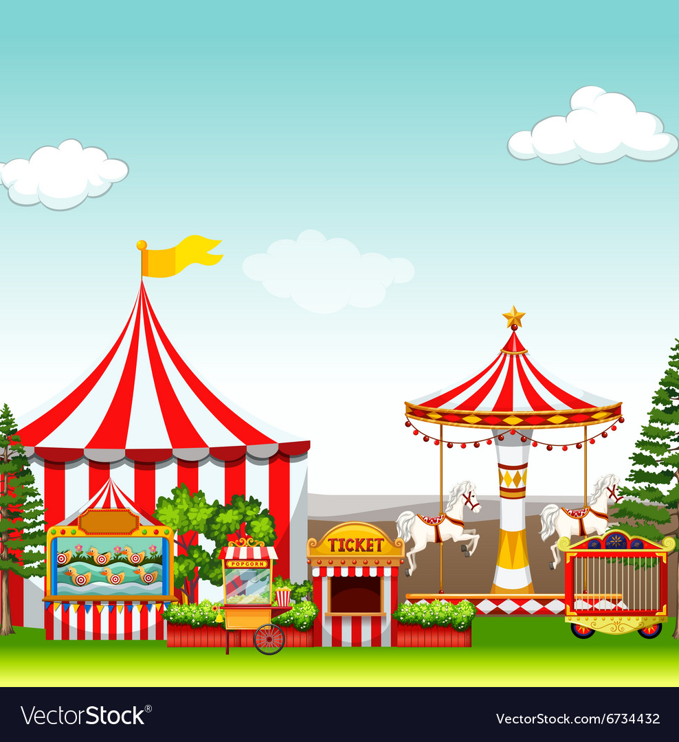 Amusement park with many rides Royalty Free Vector Image