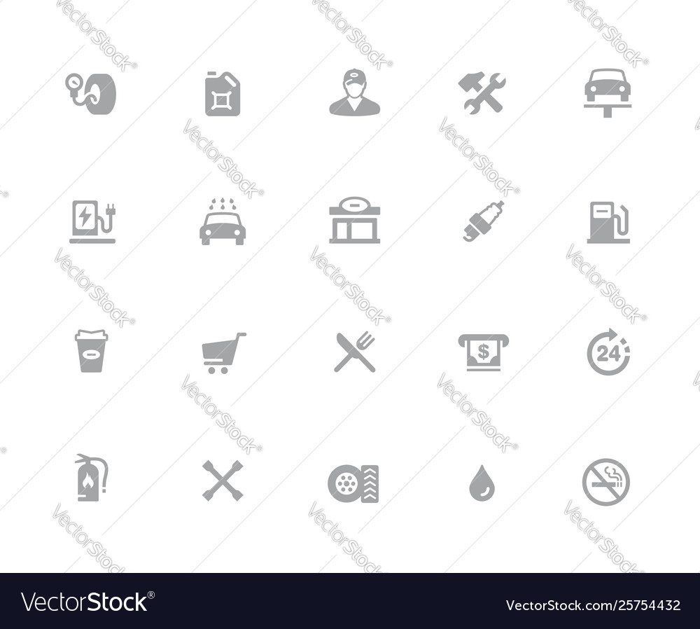 Gas station icons 32 pixels icons white series Vector Image