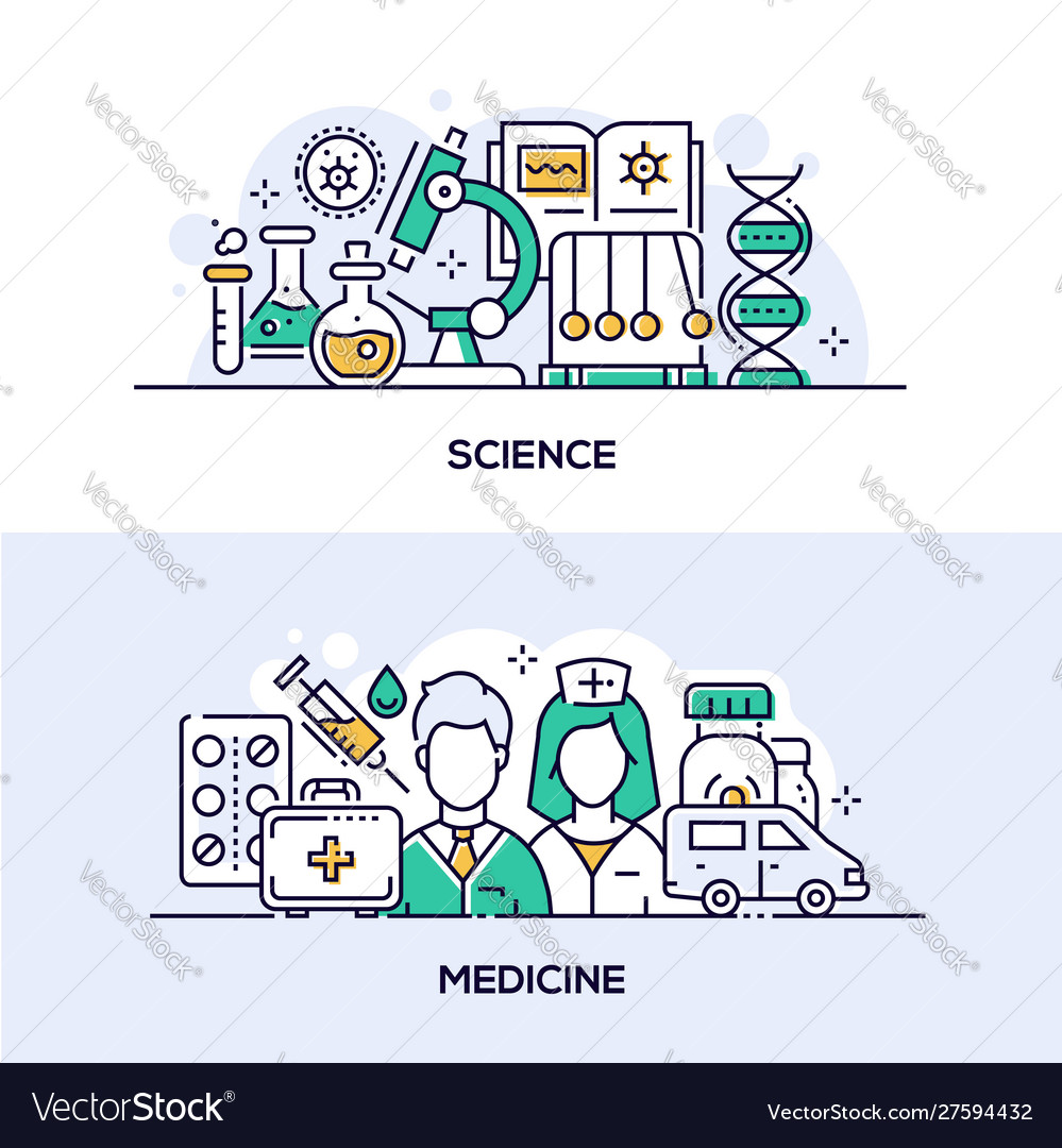 Modern science and medicine banner templates set