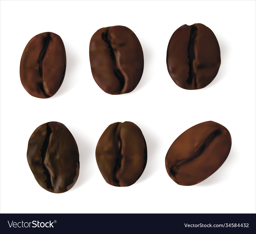 Realistic detailed 3d coffee beans set