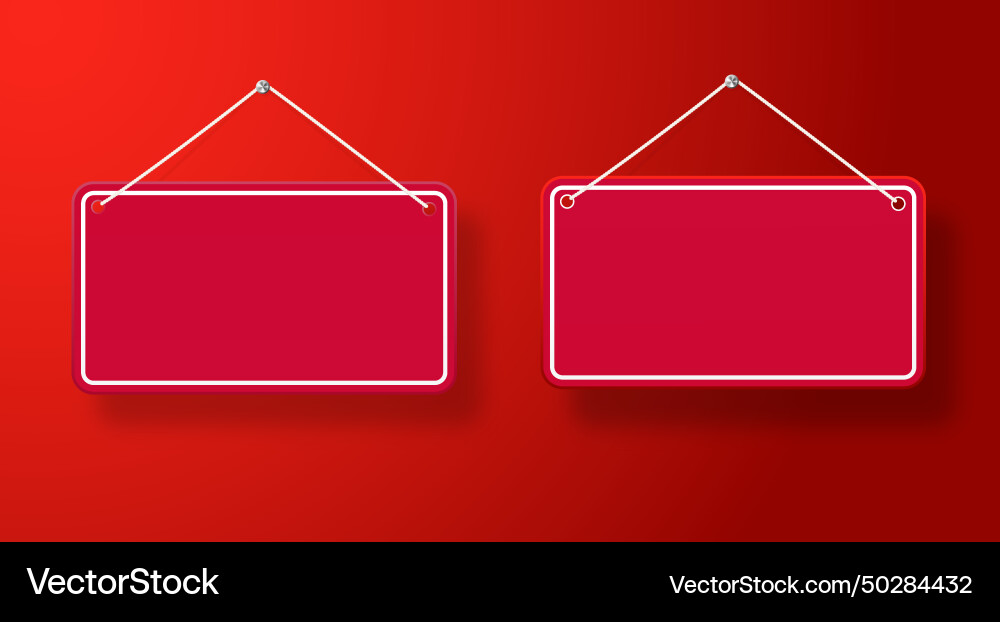 Red shop door signs hanging isolated empty Vector Image