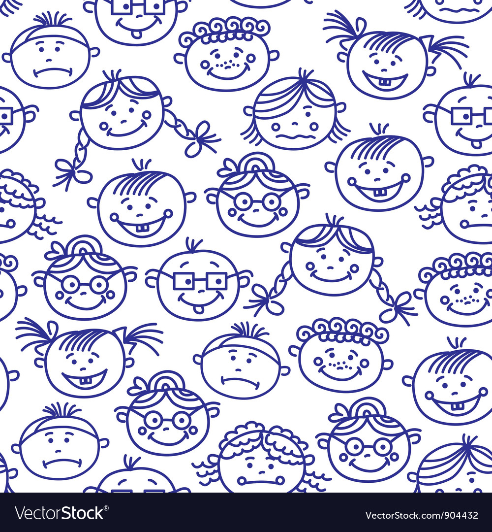 Seamless Bacartoon Faces Royalty Free Vector Image 1759