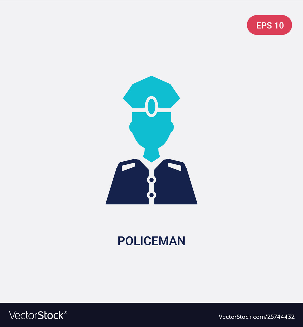 Two color policeman icon from history concept