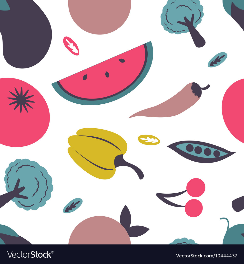 Colorful fresh fruit and vegetables seamless