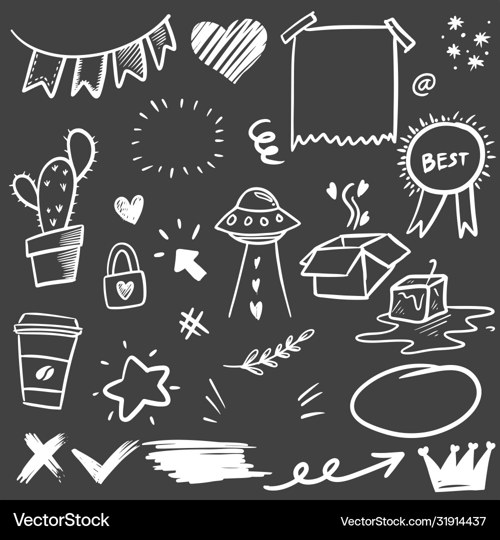 Hand drawn set elements for concept design Vector Image