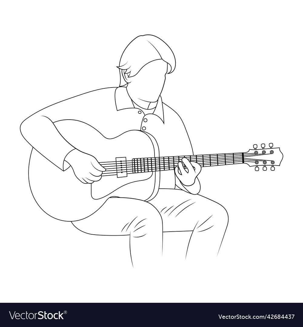 Man playing guitar sketch Royalty Free Vector Image