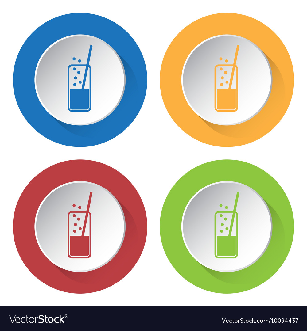 Set of four icons - glass with drink and straw