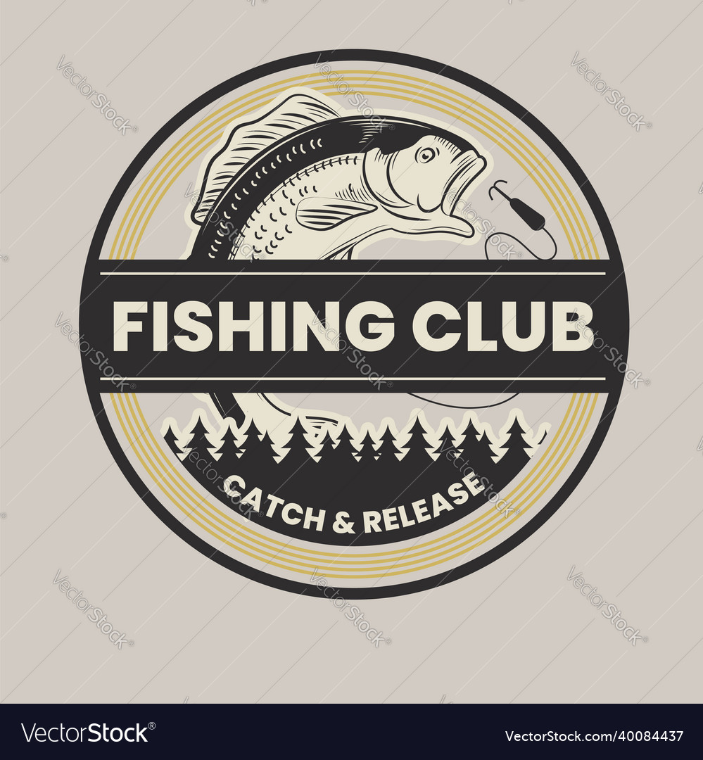 Vintage template logo fishing Royalty Free Vector Image