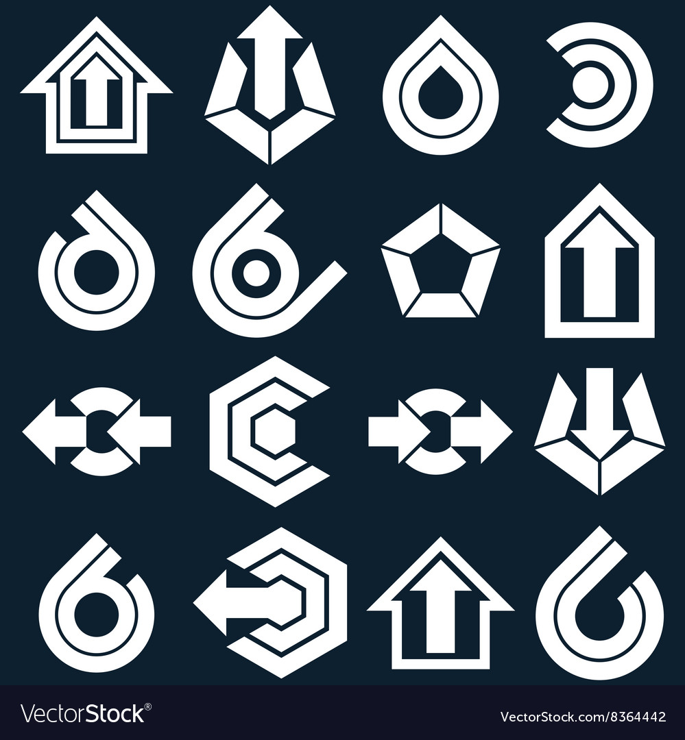 Flat abstract icons set simple corporate graphic