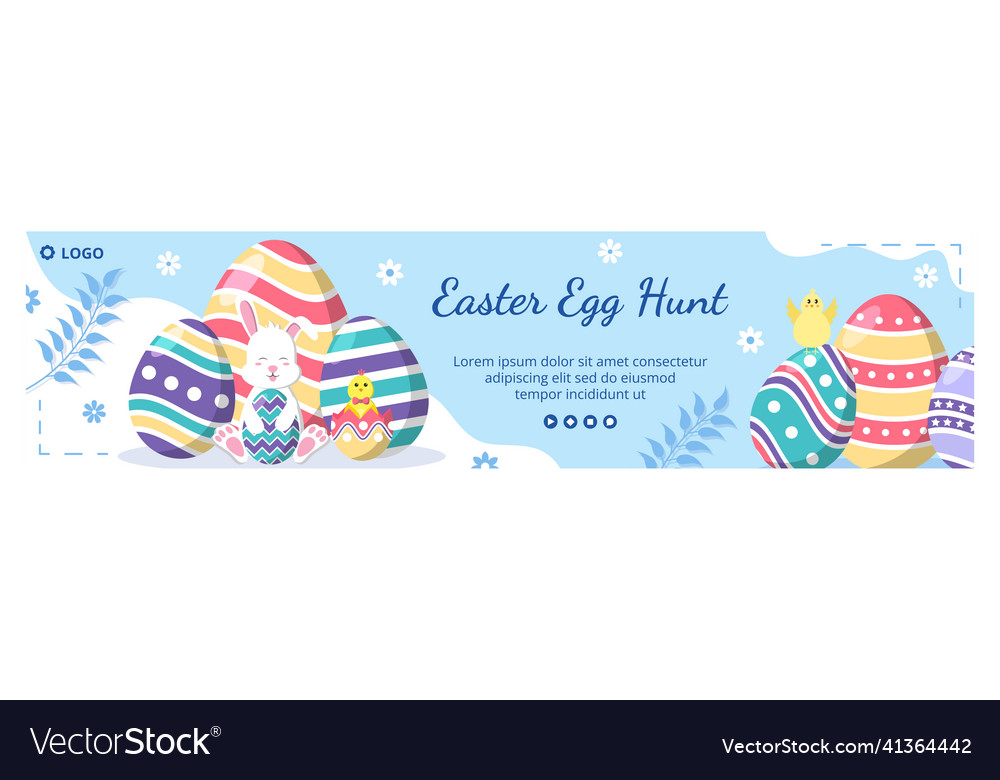 Happy easter day banner template flat editable