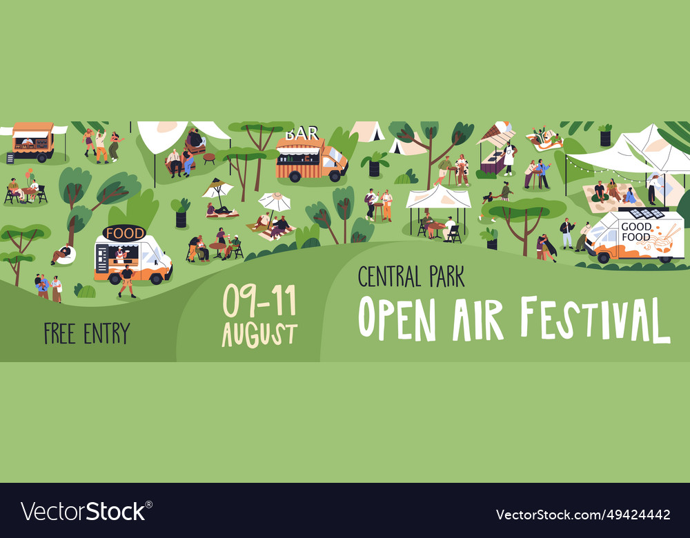 Open-air festival banner design outdoor fest Vector Image