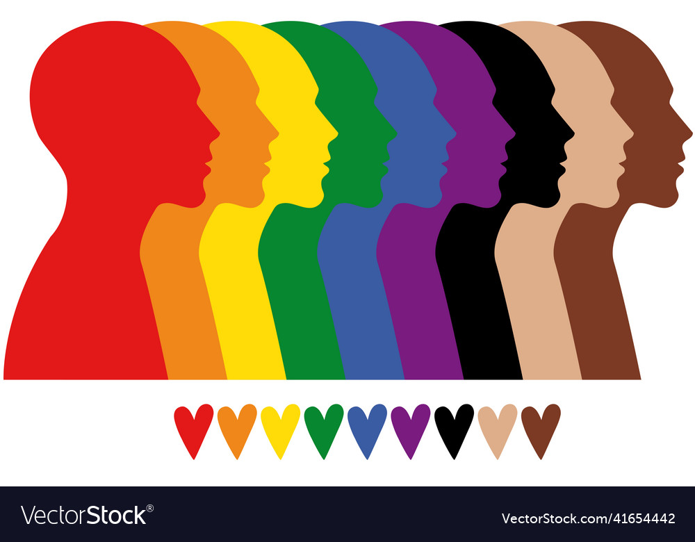 Rainbow colored people diversity concept Vector Image