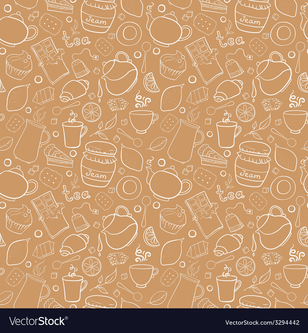 Tea and sweets seamless pattern