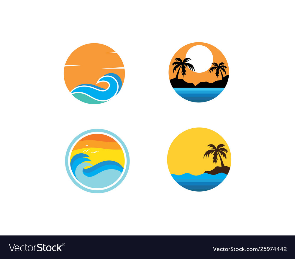 Water wave with palm tree Royalty Free Vector Image
