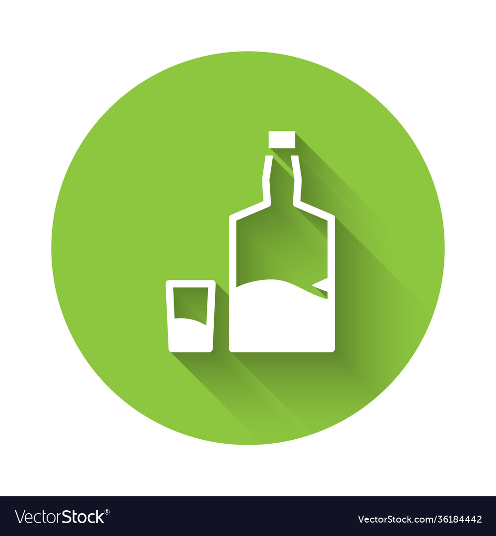 White tequila bottle and shot glass icon isolated