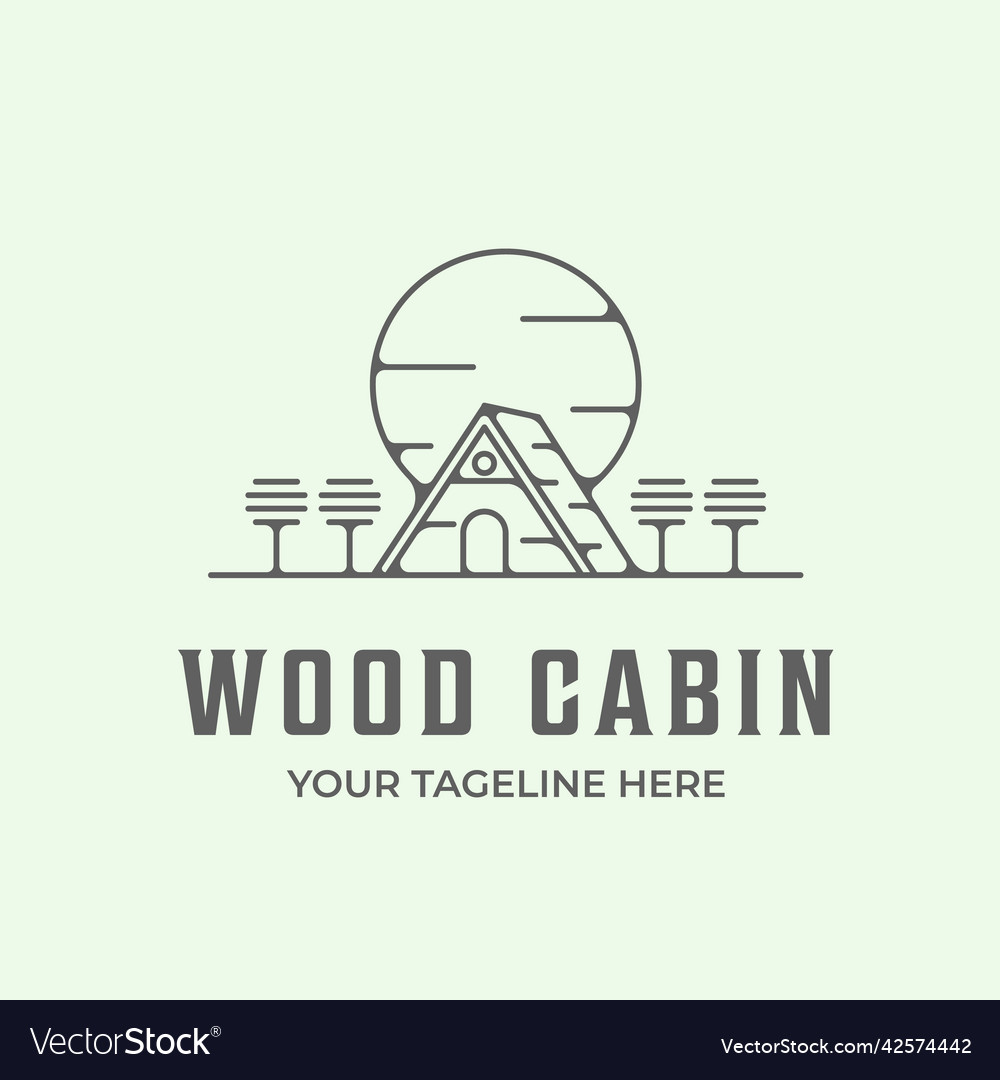 Wood cabin logo icon line minimalist art design