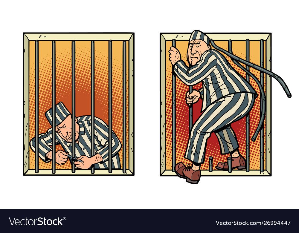 A prisoner escapes from prison jailbreak Vector Image