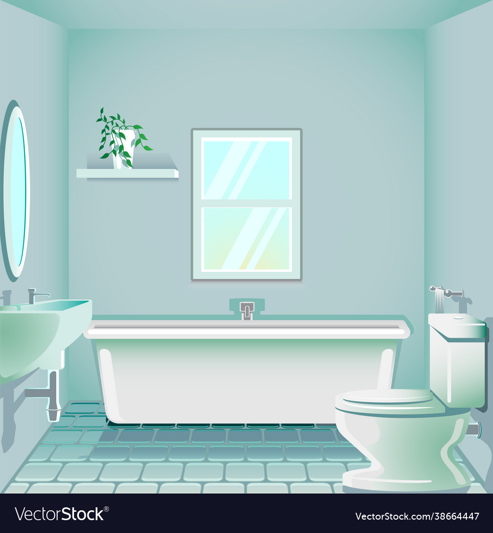 Bathroom In Morning Royalty Free Vector Image - Vectorstock