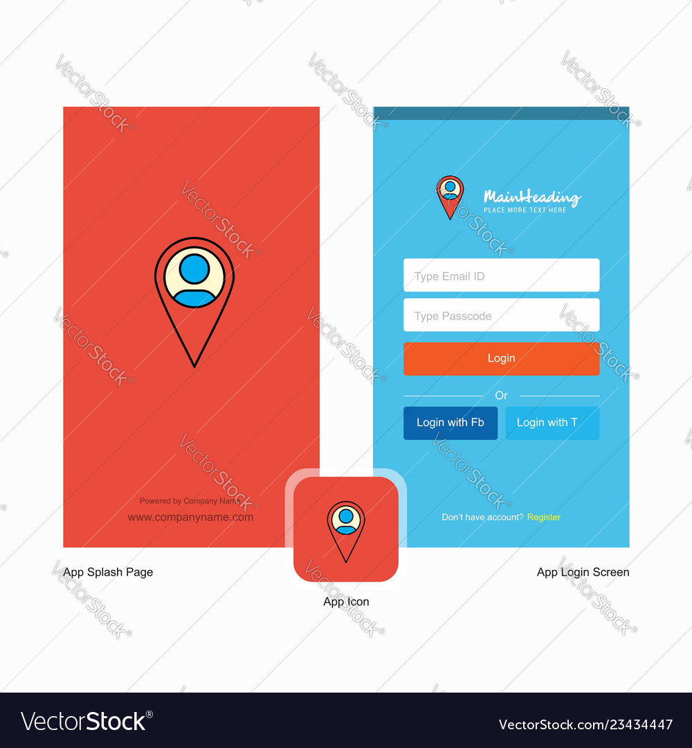 Company map navigation splash screen and login