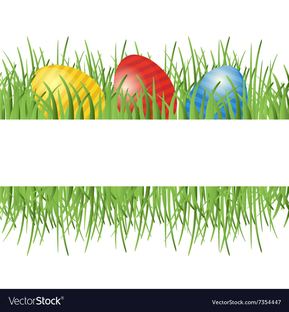 Easter background with eggs in grass