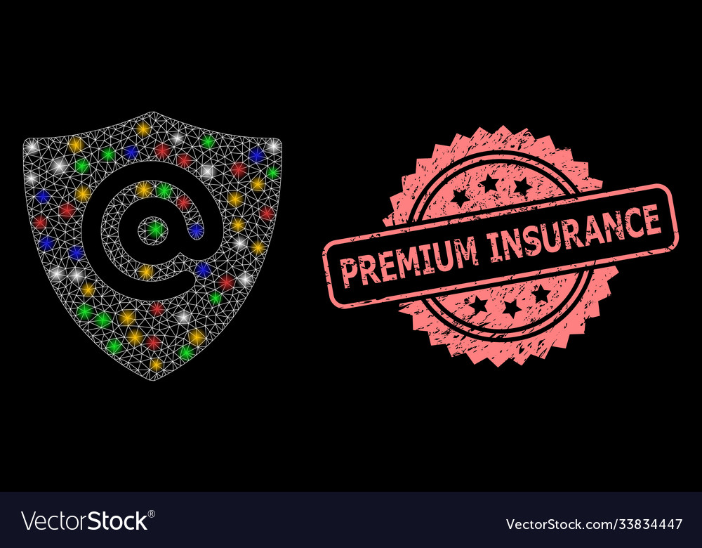 Grunge premium insurance stamp and net email