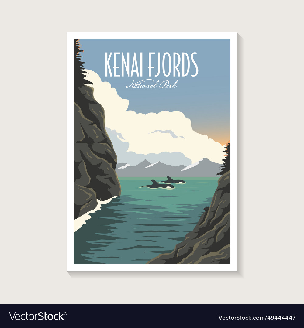 Kenai fjords national park poster design Vector Image