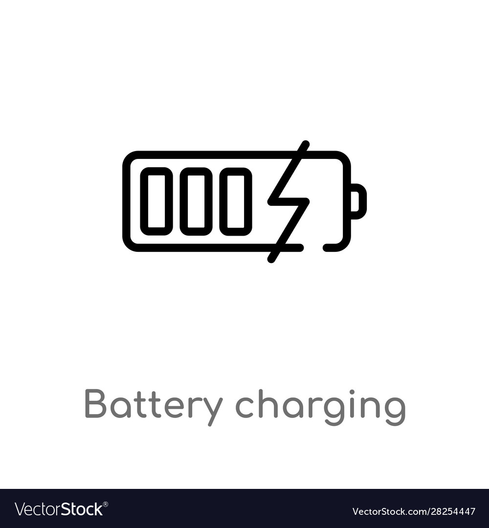 Outline battery charging icon isolated black