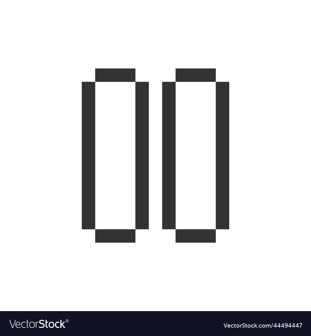 Pause button pixelated ui icon vector image Pause button pixelated ui icon