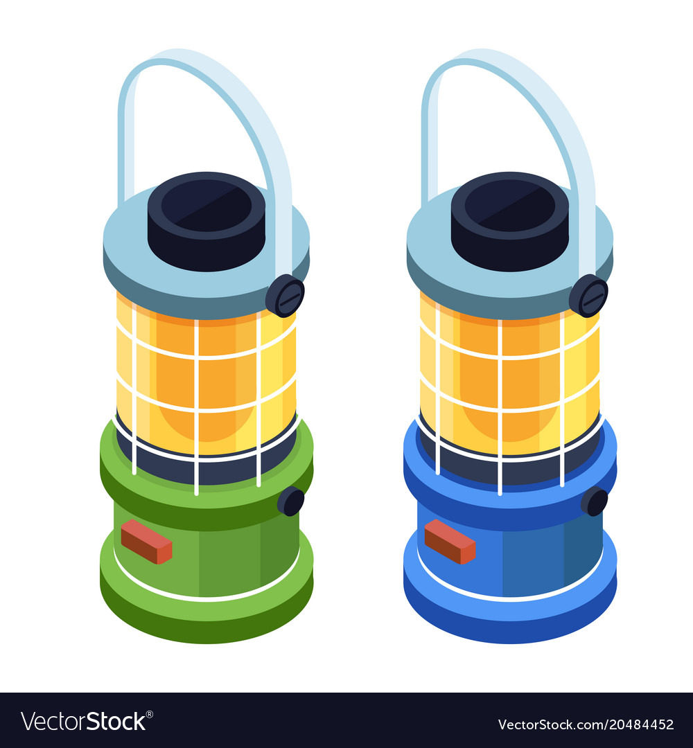 Camping lantern or gas lamp isometric icon