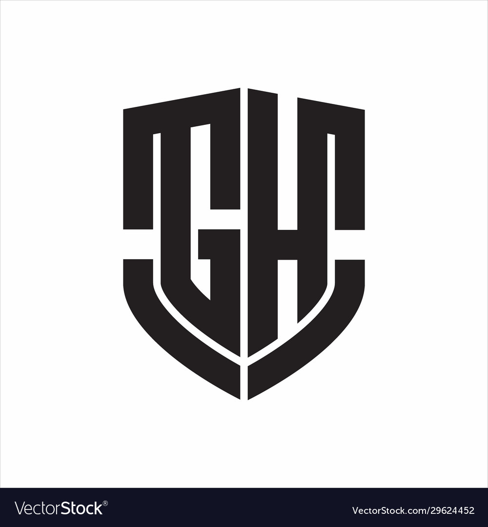 Gh logo monogram with emblem shield shape design Vector Image