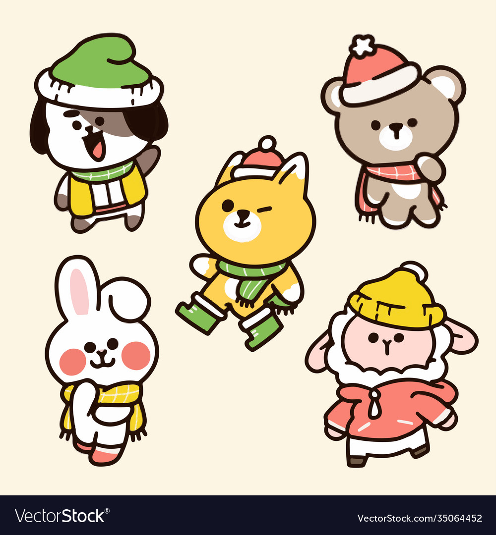 Kindergarten animal friends winter season