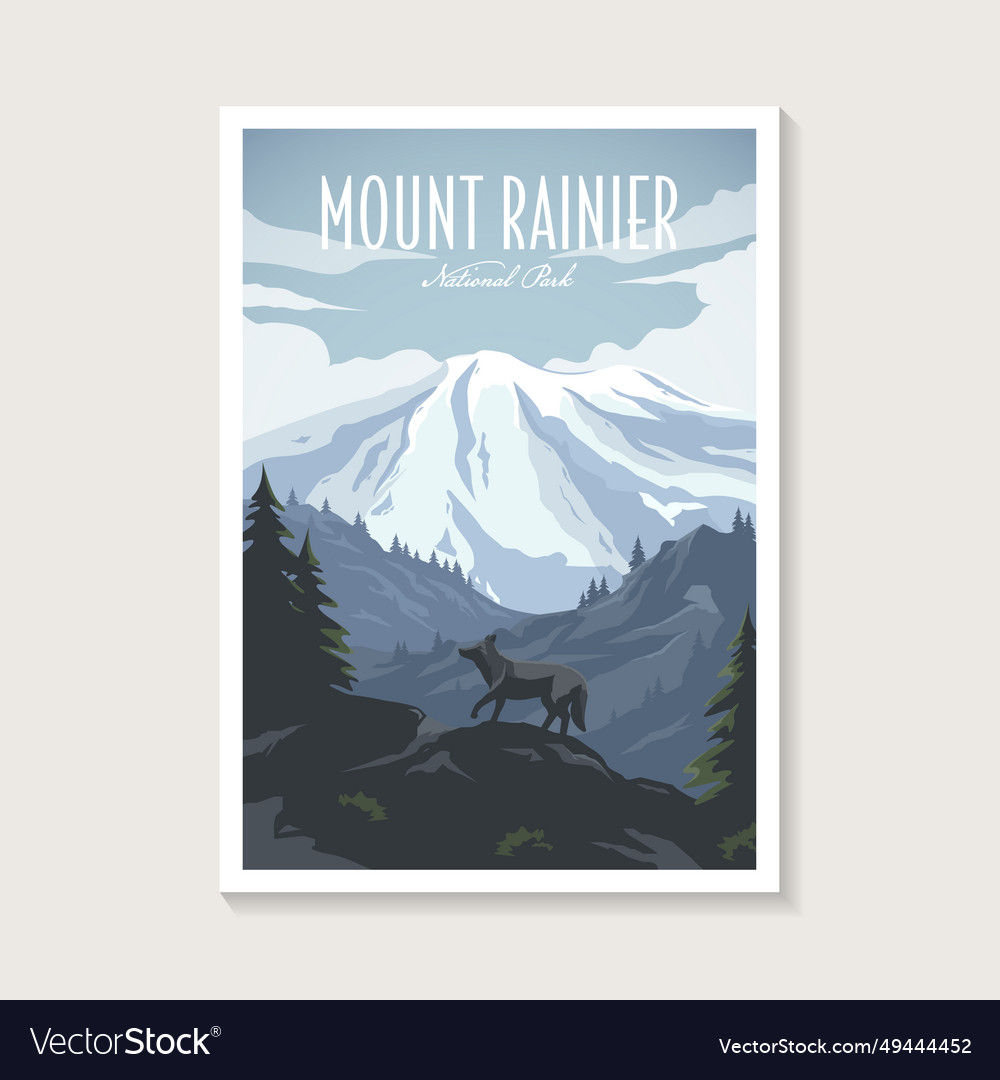 Mount rainier national park poster design Vector Image