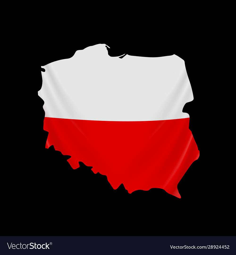 Poland flag in form map republic Royalty Free Vector Image