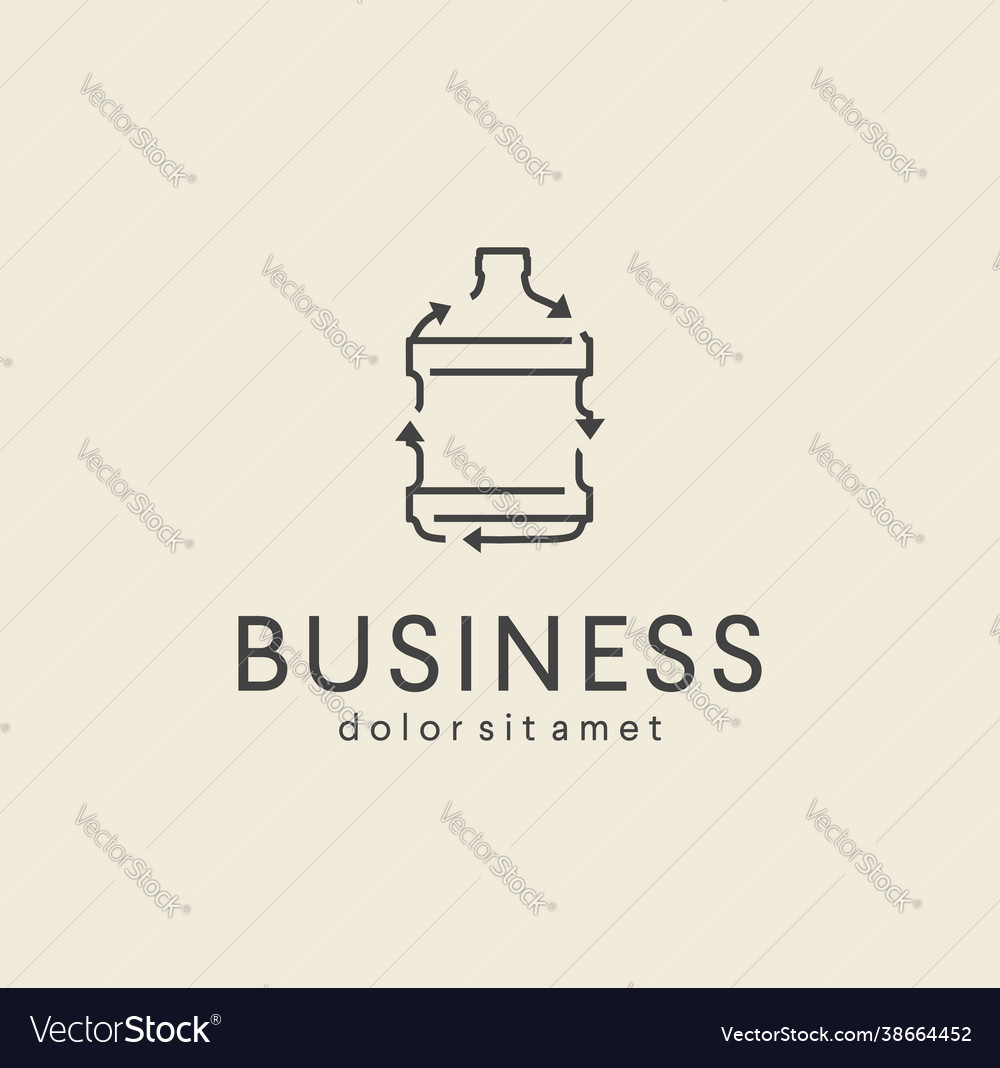 Recycle plastic big bottle logo icon line outline Vector Image