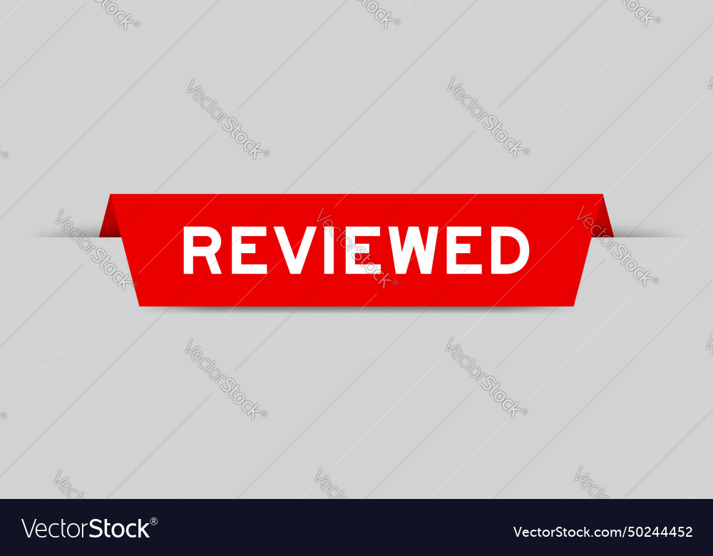 Red color inserted label with word reviewed Vector Image