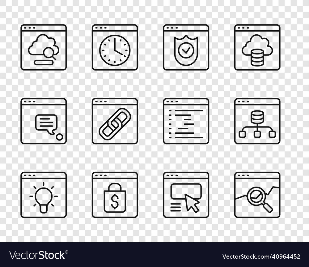 Set line browser window website with stocks vector image Set line browser window website with stocks