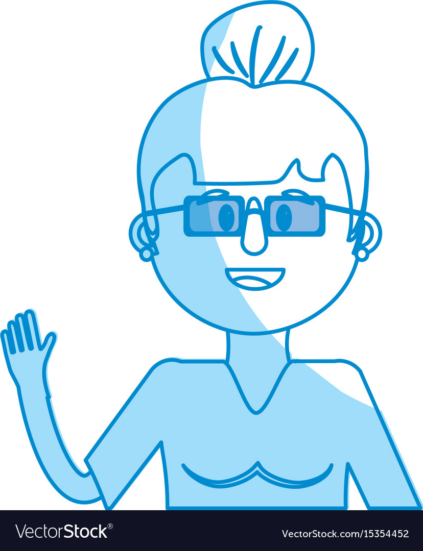Silhouette Old Woman With Glasses And Hairstyle Vector Image