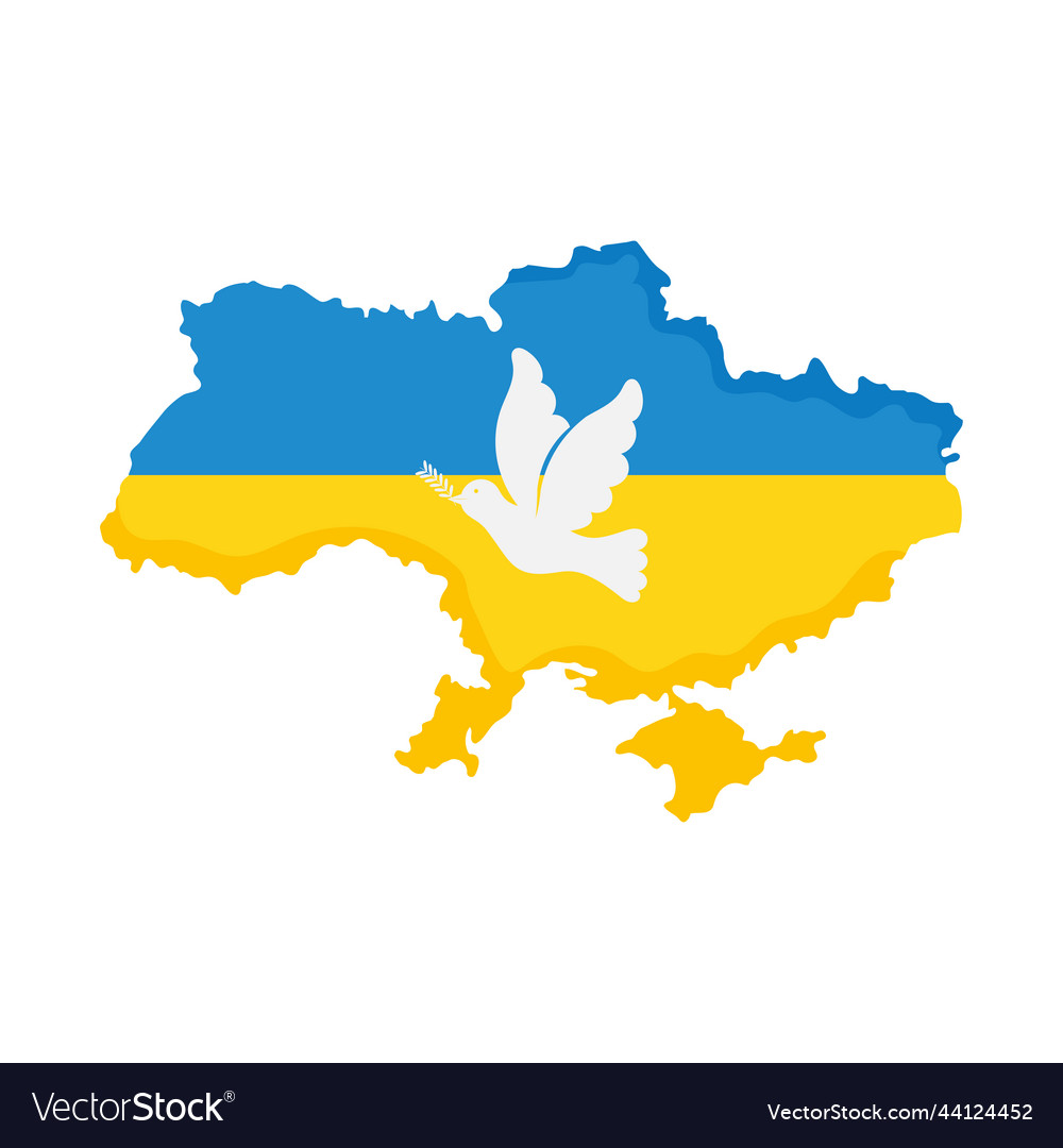 Ukraine map and dove Royalty Free Vector Image