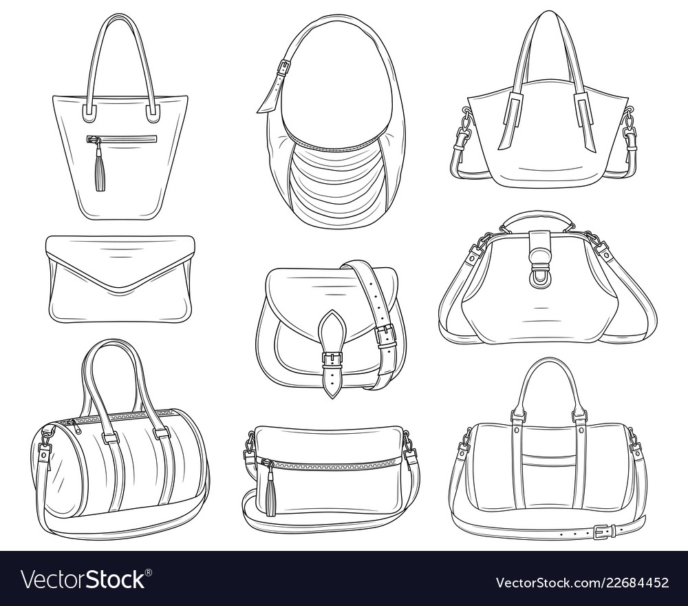 Women fashion handbags collection sketch Vector Image