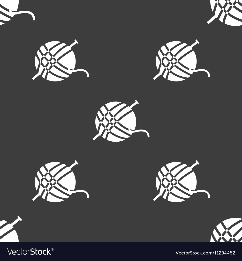 Yarn ball icon sign seamless pattern on a gray