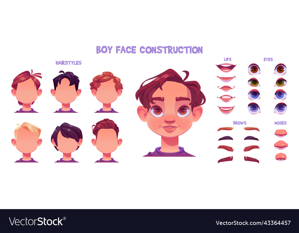 Boy face construction child avatar creation Vector Image