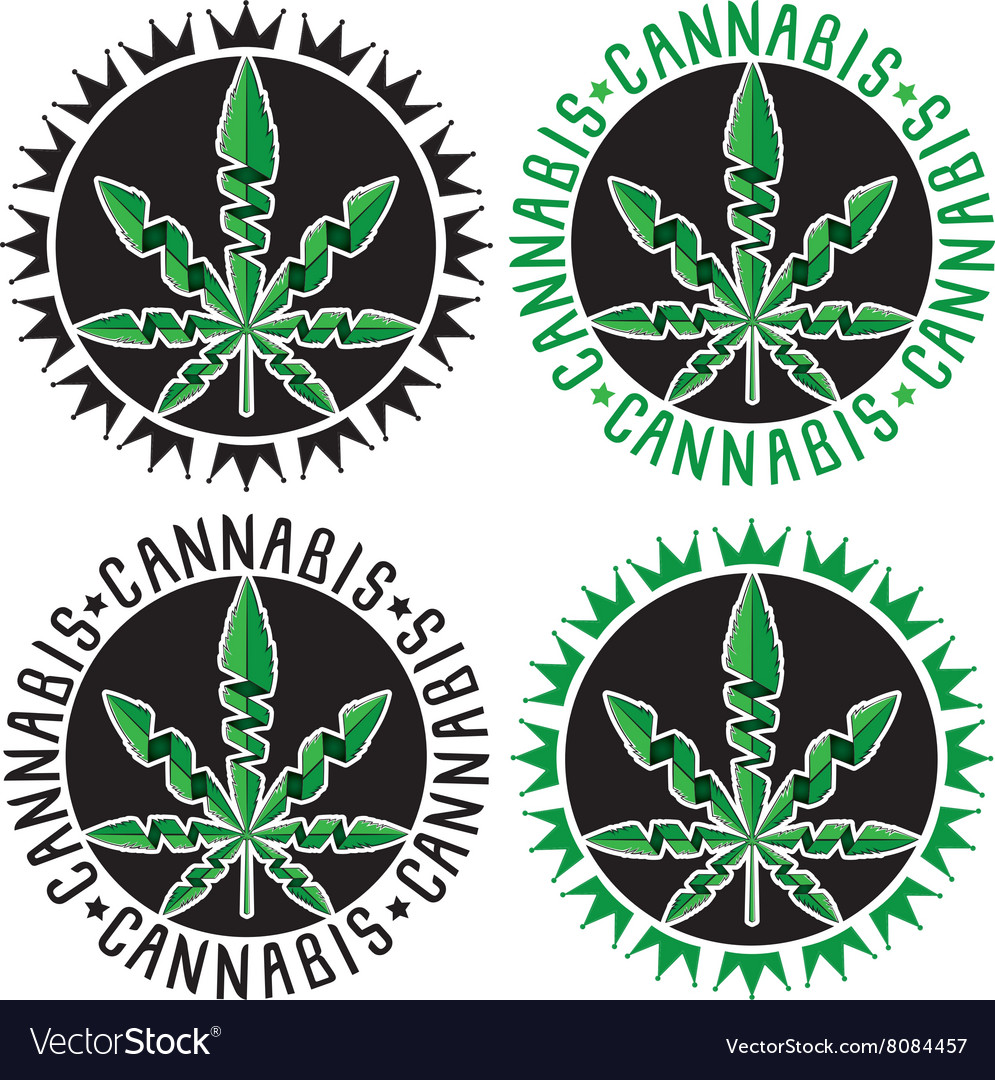 Cannabis marijuana hemp leaf symbol stamps Vector Image